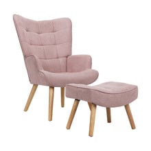 Afton Rubberwood Armchair with Ottoman